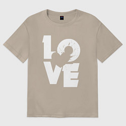 Футболка оверсайз женская Love heart, цвет: миндальный