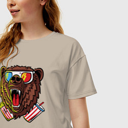 Футболка оверсайз женская Медведь в кино, цвет: миндальный — фото 2