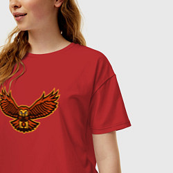 Футболка оверсайз женская Полёт совы, цвет: красный — фото 2
