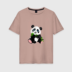 Футболка оверсайз женская Красивый медведь панда, цвет: пыльно-розовый