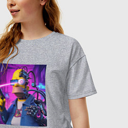 Футболка оверсайз женская Кибер Гомер Симпсон - нейросеть фантазия, цвет: меланж — фото 2