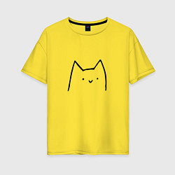 Футболка оверсайз женская Улыбающийся глупенький котик, цвет: желтый