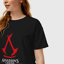 Футболка оверсайз женская Assassins creed shadows logo, цвет: черный — фото 2