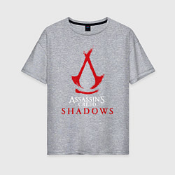 Футболка оверсайз женская Assassins creed shadows logo, цвет: меланж