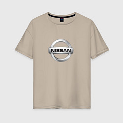 Футболка оверсайз женская Nissan logo, цвет: миндальный