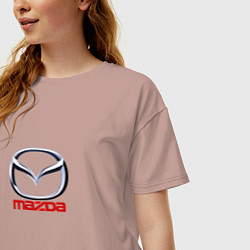 Футболка оверсайз женская Mazda logo, цвет: пыльно-розовый — фото 2