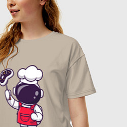Футболка оверсайз женская Повар космонавт, цвет: миндальный — фото 2