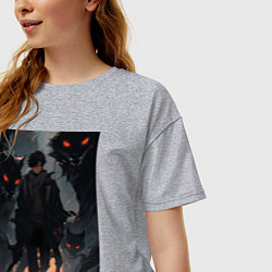 Футболка оверсайз женская Мэгуми Фусигуро арт Магическая битва, цвет: меланж — фото 2