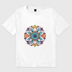 Футболка оверсайз женская Мандала цветок с глазом, цвет: белый