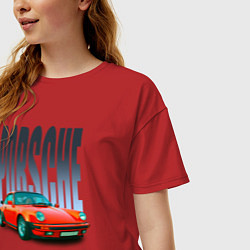 Футболка оверсайз женская Порше 911 немецкий спорткар, цвет: красный — фото 2