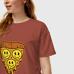 Футболка оверсайз женская Happy nation pizza, цвет: кирпичный — фото 2