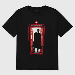Футболка оверсайз женская Tardis red, цвет: черный