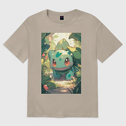 Футболка оверсайз женская Покемон Бульбазавр, цвет: миндальный