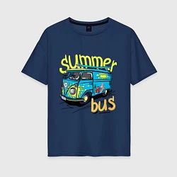 Футболка оверсайз женская Summer bus, цвет: тёмно-синий