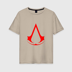 Женская футболка оверсайз Red logo of assassins