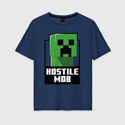 Футболка оверсайз женская Minecraft hostile mob, цвет: тёмно-синий