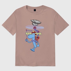 Футболка оверсайз женская Lumpy helicopter лось, цвет: пыльно-розовый