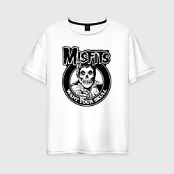 Футболка оверсайз женская Misfits want your skull, цвет: белый