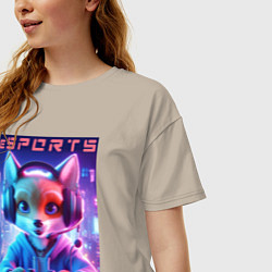 Футболка оверсайз женская Funny fox - e sports ai art, цвет: миндальный — фото 2
