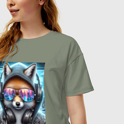 Футболка оверсайз женская Urban fox - ai art, цвет: авокадо — фото 2