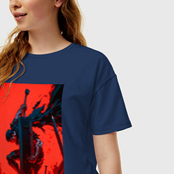 Футболка оверсайз женская Берсерк Гатс Драгонслейер, цвет: тёмно-синий — фото 2