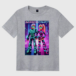 Футболка оверсайз женская Barbie and Minecraft - collaboration, цвет: меланж