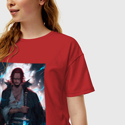 Футболка оверсайз женская Ван-Пис Шанкс, цвет: красный — фото 2