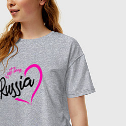 Футболка оверсайз женская I just love Russia, цвет: меланж — фото 2