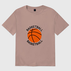 Футболка оверсайз женская Эмблема баскетбольный мяч basketball, цвет: пыльно-розовый
