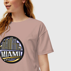 Футболка оверсайз женская Город Майами, цвет: пыльно-розовый — фото 2