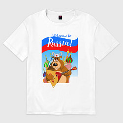 Футболка оверсайз женская Welcome to Russia inscription color, цвет: белый