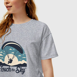 Футболка оверсайз женская Полет на параплане экстремальный спорт ретро, цвет: меланж — фото 2