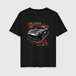 Футболка оверсайз женская Rx7 Twin turbo, цвет: черный