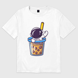 Женская футболка оверсайз Космонавт в стакане