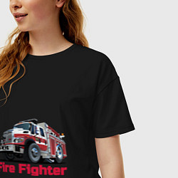 Футболка оверсайз женская Fire fighter, цвет: черный — фото 2