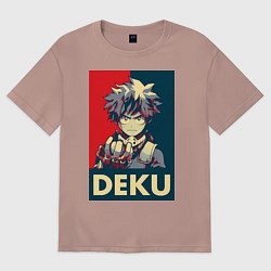 Футболка оверсайз женская Моя геройская академия Идзуку Мидория герой, цвет: пыльно-розовый
