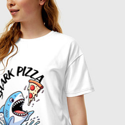 Футболка оверсайз женская Shark pizza - ai art fantasy, цвет: белый — фото 2