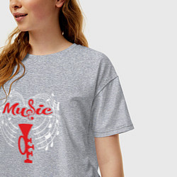 Футболка оверсайз женская Music jazz style, цвет: меланж — фото 2