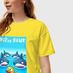 Футболка оверсайз женская Duck vs shark - ai art fantasy, цвет: желтый — фото 2