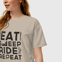 Футболка оверсайз женская Eat sleep ride repeat, цвет: миндальный — фото 2