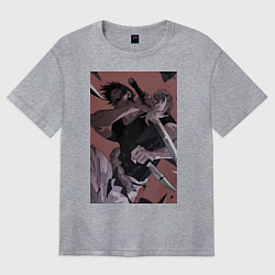 Футболка оверсайз женская Магическая битва Тодзи Фусигуро с ножами, цвет: меланж