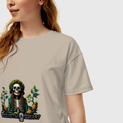 Футболка оверсайз женская Арт Регги - Скелеты в шкафу, цвет: миндальный — фото 2