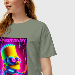 Футболка оверсайз женская Cyber Bart - neon glow fantasy, цвет: авокадо — фото 2