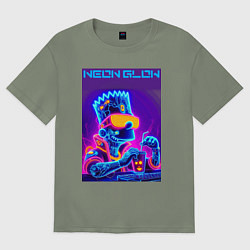 Футболка оверсайз женская Bart Simpson - neon fantasy ai art, цвет: авокадо
