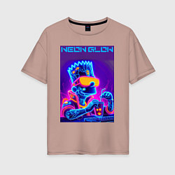 Футболка оверсайз женская Bart Simpson - neon fantasy ai art, цвет: пыльно-розовый