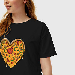 Футболка оверсайз женская Pizza heart, цвет: черный — фото 2