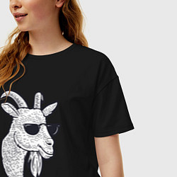 Футболка оверсайз женская Козлик в очках, цвет: черный — фото 2