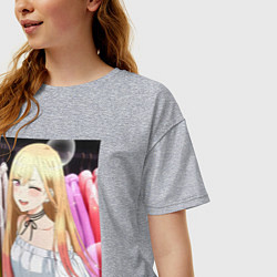 Футболка оверсайз женская Эта фарфоровая кукла влюбилась, цвет: меланж — фото 2
