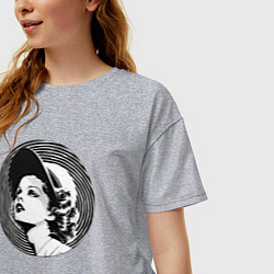 Футболка оверсайз женская Ретро -лицо девушки шестидесятых, цвет: меланж — фото 2