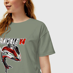 Футболка оверсайз женская Ducati Panigale shark, цвет: авокадо — фото 2